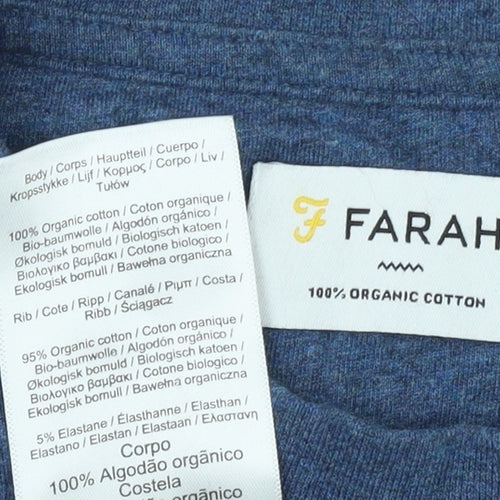 Farah Men's Blue Organic Cotton Short Sleeve Crew Neck T-Shirt Size S