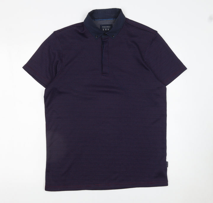 Mish Mash Men’s Blue Geometric Polo Shirt Size L Button Collar