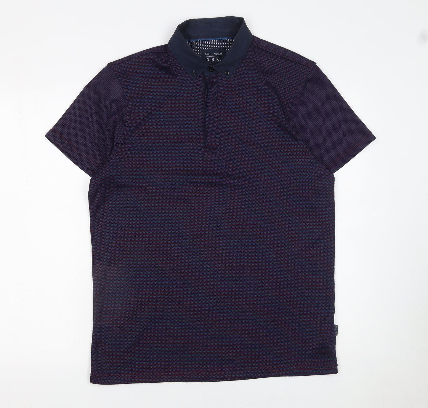 Mish Mash Men’s Blue Geometric Polo Shirt Size L Button Collar
