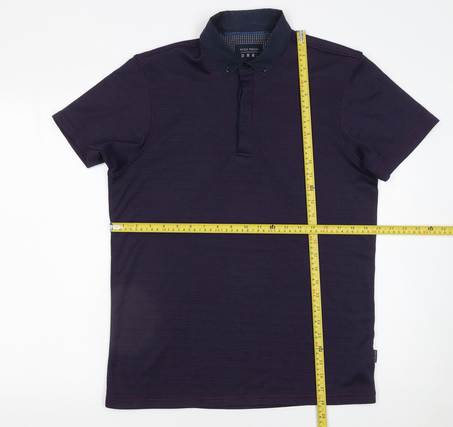 Mish Mash Men’s Blue Geometric Polo Shirt Size L Button Collar