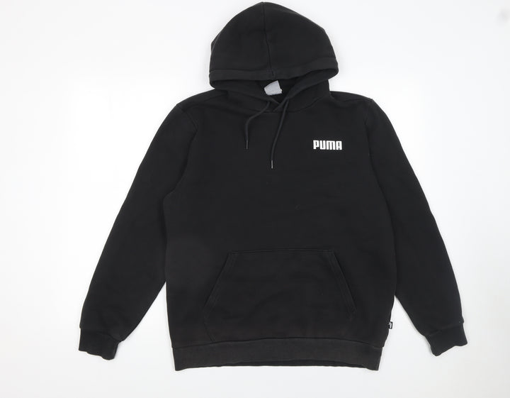 Puma Men's Black Pullover Hoodie Size M Regular Fit Fleece Sweatshirt