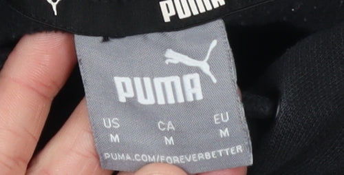 Puma Men's Black Pullover Hoodie Size M Regular Fit Fleece Sweatshirt