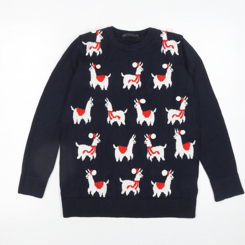 Marks and Spencer Womens Blue Small Llama Christmas Jumper