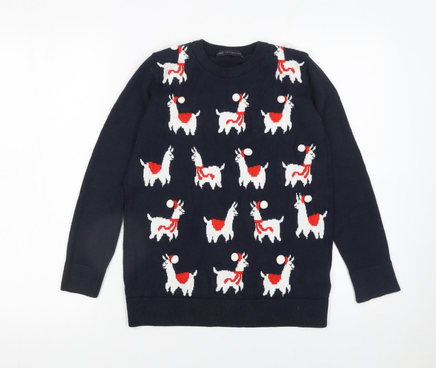 Marks and Spencer Womens Blue Small Llama Christmas Jumper