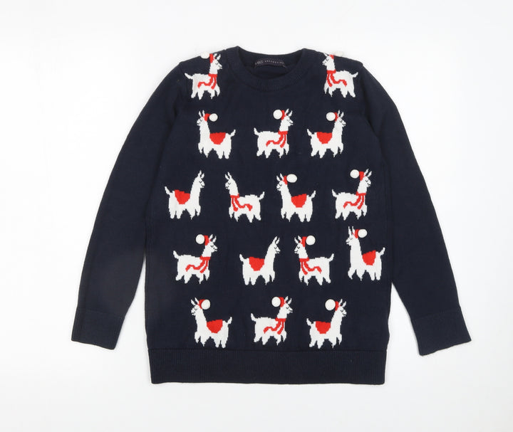 Marks and Spencer Womens Blue Small Llama Christmas Jumper