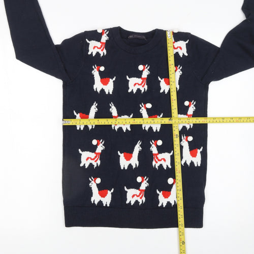 Marks and Spencer Womens Blue Small Llama Christmas Jumper
