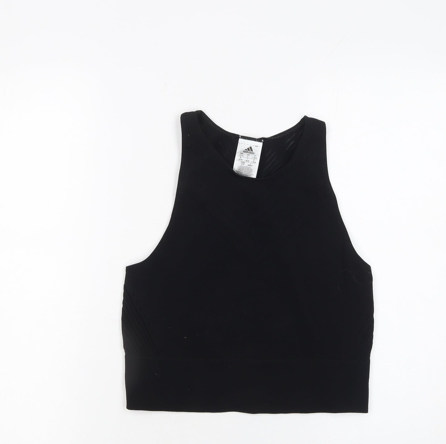 Adidas Womens Black High Neck Racerback Cropped Tank Top Size 16-18