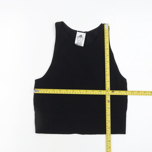 Adidas Womens Black High Neck Racerback Cropped Tank Top Size 16-18