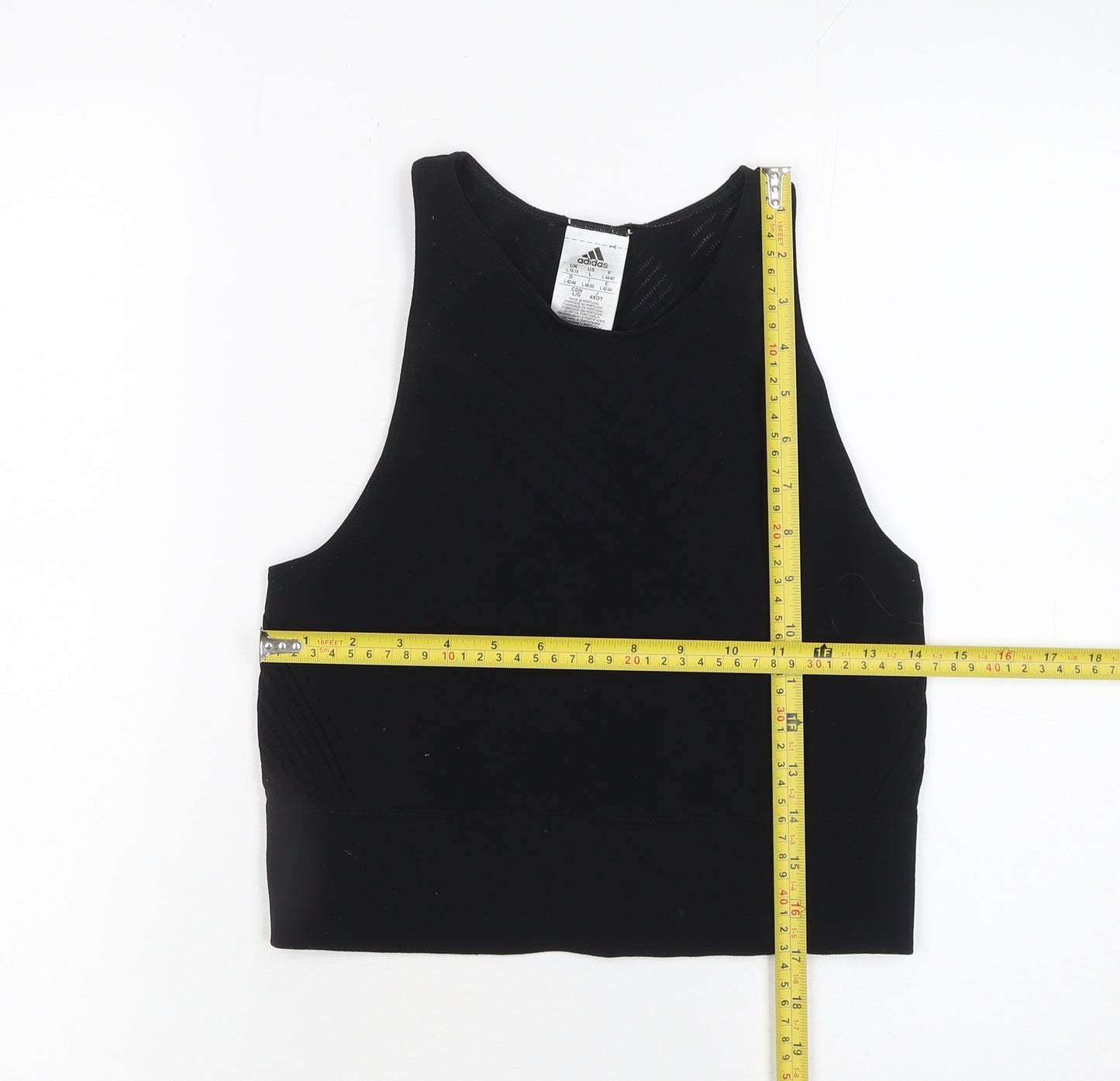 Adidas Womens Black High Neck Racerback Cropped Tank Top Size 16-18