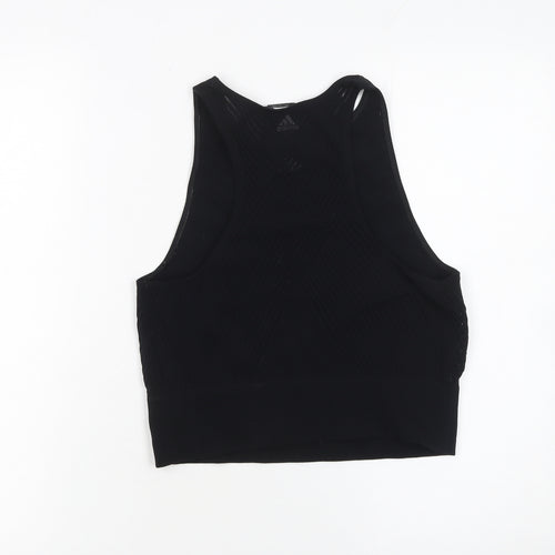 Adidas Womens Black High Neck Racerback Cropped Tank Top Size 16-18