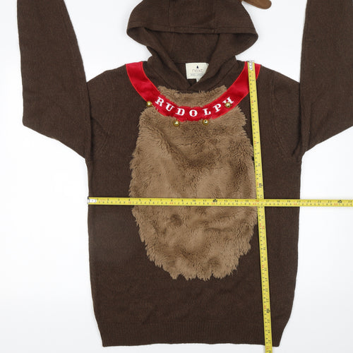Next Men's Brown Rudolph Christmas Hooded Jumper Medium