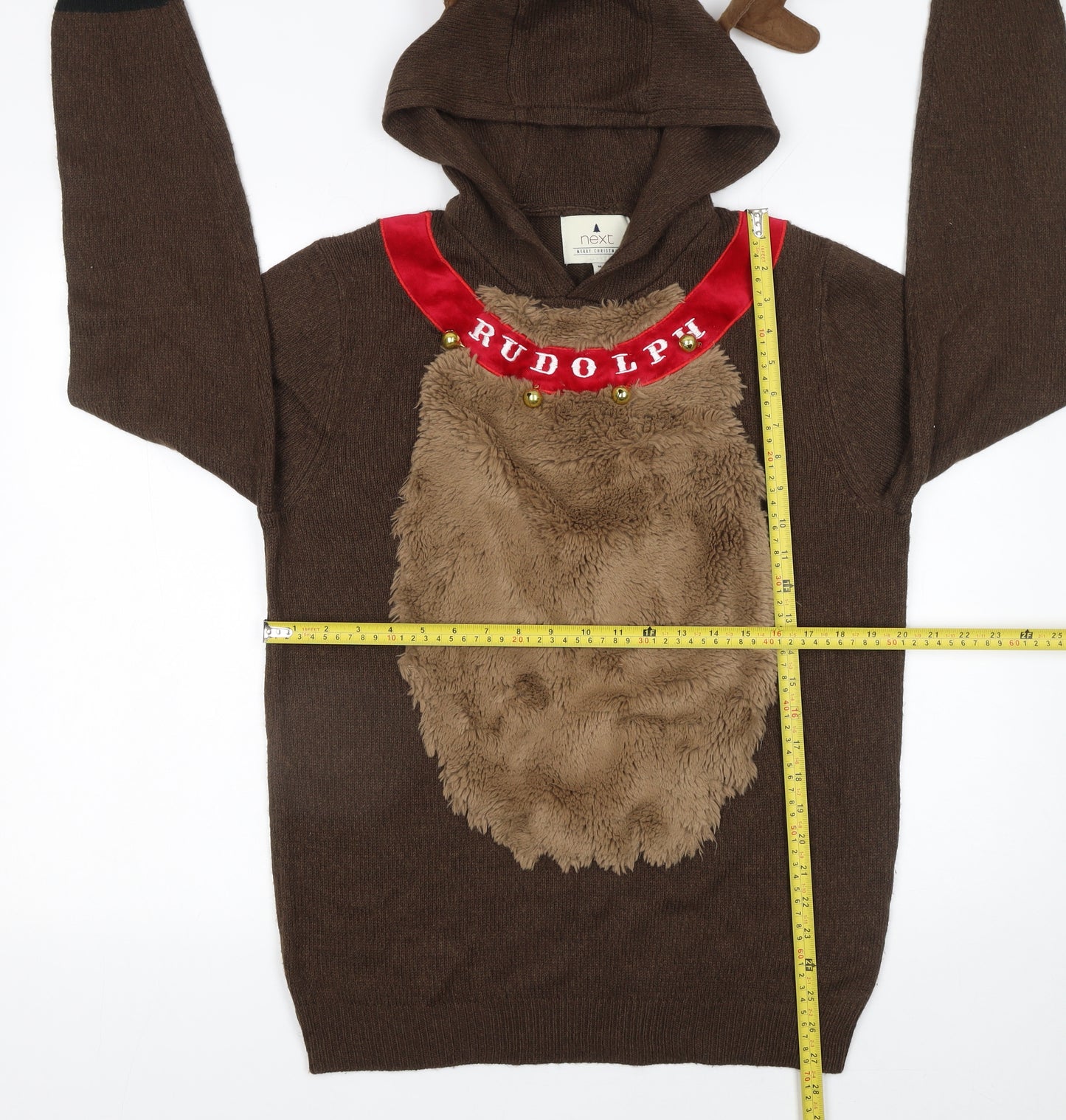 Next Men's Brown Rudolph Christmas Hooded Jumper Medium