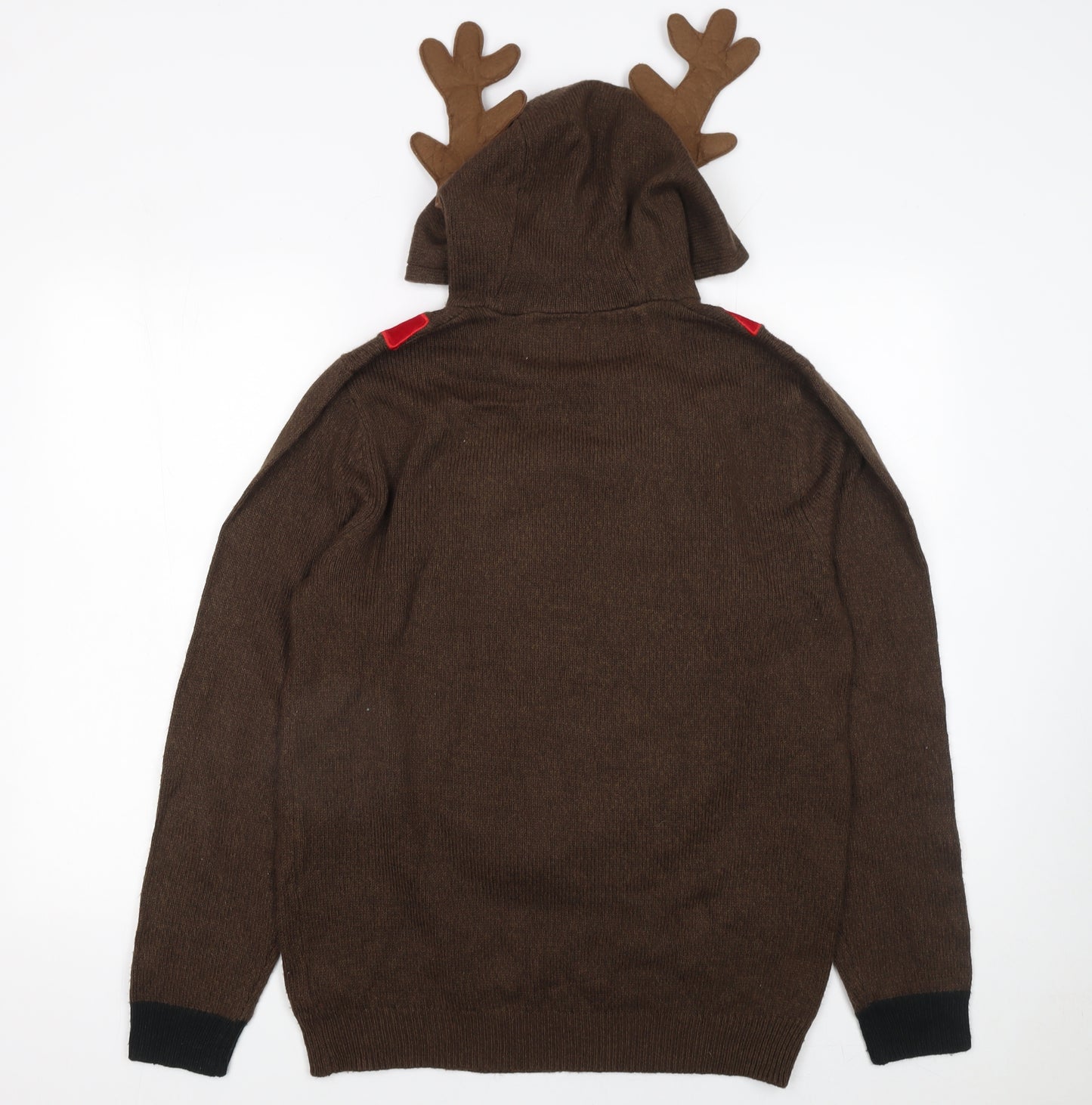 Next Men's Brown Rudolph Christmas Hooded Jumper Medium