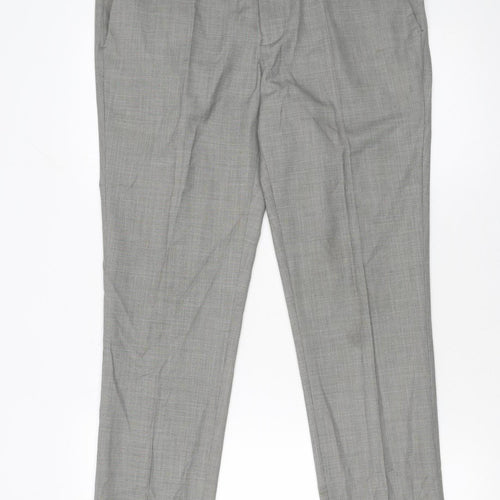 Topman Men's Grey Slim Fit Dress Trousers W32 L30 Polyester Blend