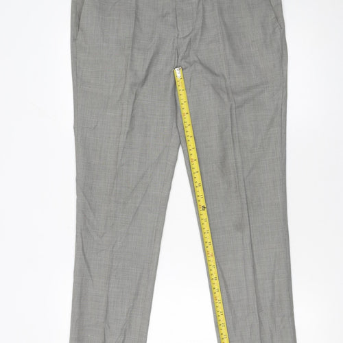 Topman Men's Grey Slim Fit Dress Trousers W32 L30 Polyester Blend