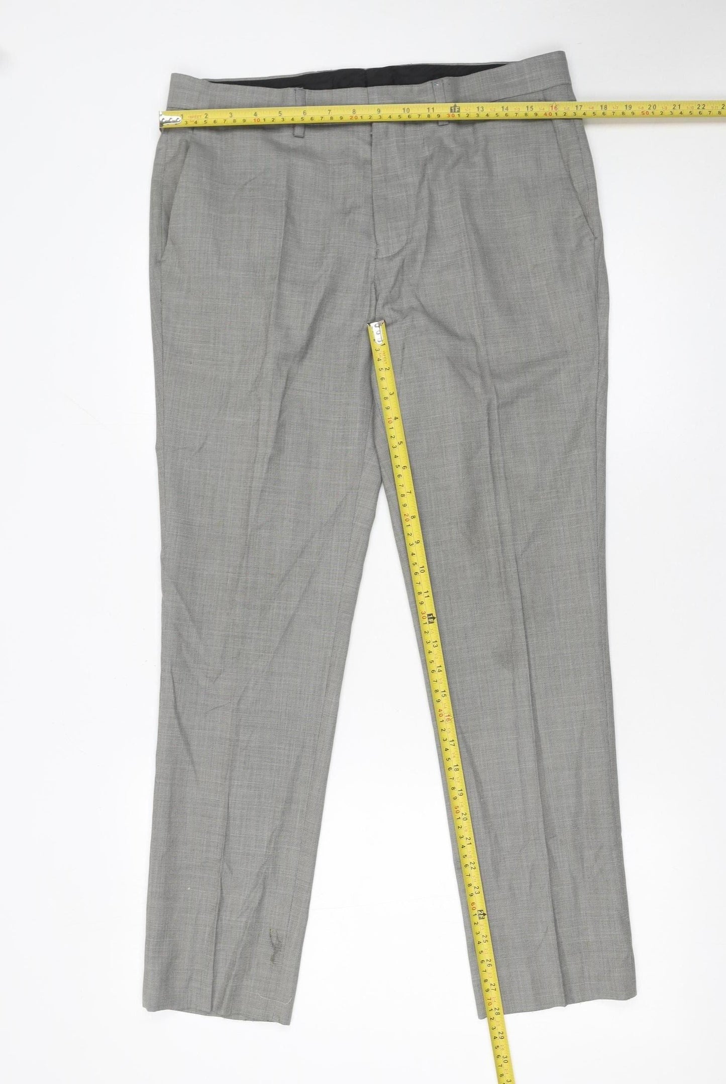 Topman Men's Grey Slim Fit Dress Trousers W32 L30 Polyester Blend
