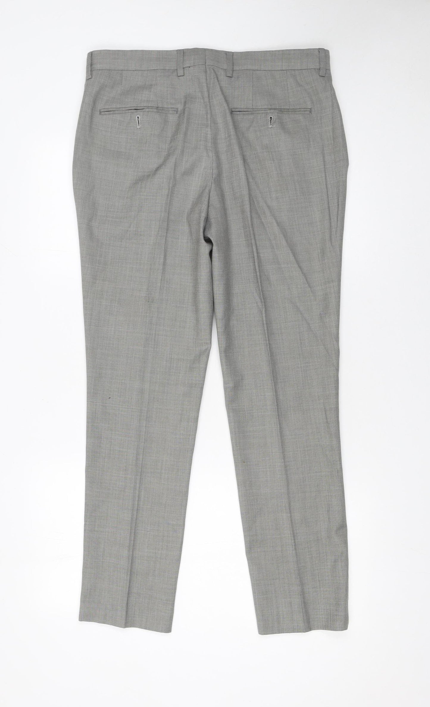 Topman Men's Grey Slim Fit Dress Trousers W32 L30 Polyester Blend