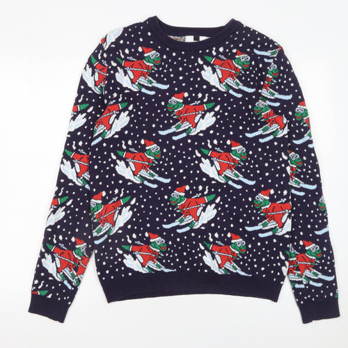 Topman Men's Blue Christmas Ski Jumper Size S Pullover Knit
