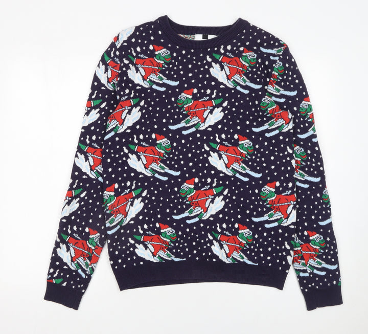 Topman Men's Blue Christmas Ski Jumper Size S Pullover Knit