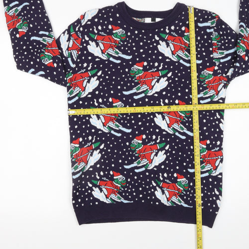 Topman Men's Blue Christmas Ski Jumper Size S Pullover Knit