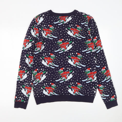 Topman Men's Blue Christmas Ski Jumper Size S Pullover Knit