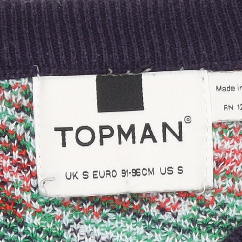 Topman Men's Blue Christmas Ski Jumper Size S Pullover Knit