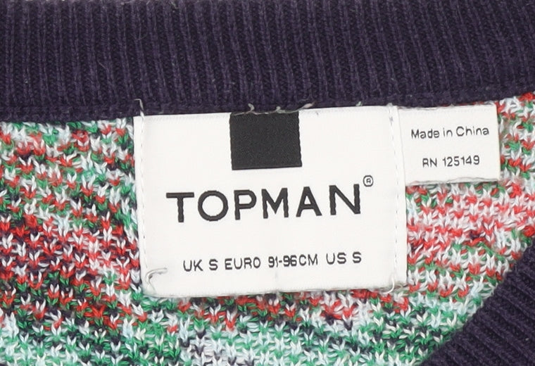 Topman Men's Blue Christmas Ski Jumper Size S Pullover Knit
