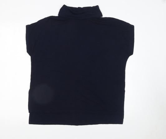 Warehouse Women’s Blue Roll Neck Short Sleeve T-Shirt Size 12