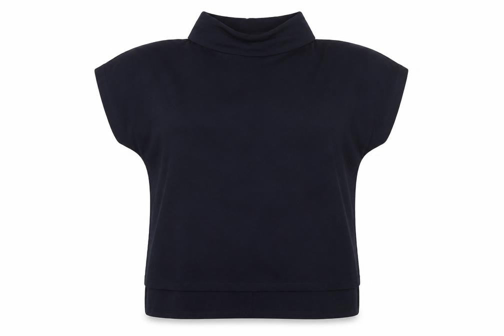 Warehouse Women’s Blue Roll Neck Short Sleeve T-Shirt Size 12