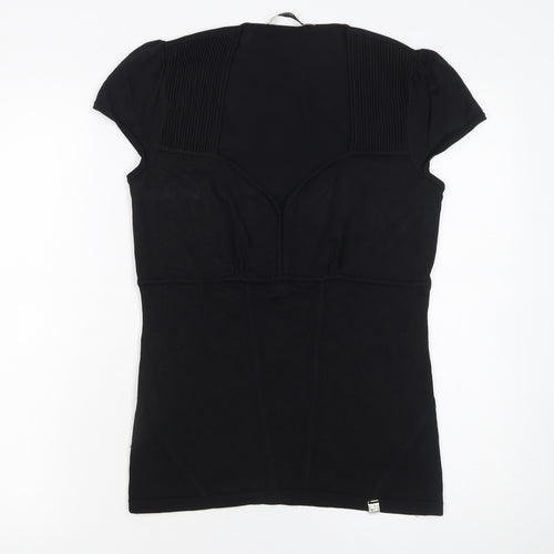 Karen Millen Women's Black Fitted Jersey Blouse Size 4