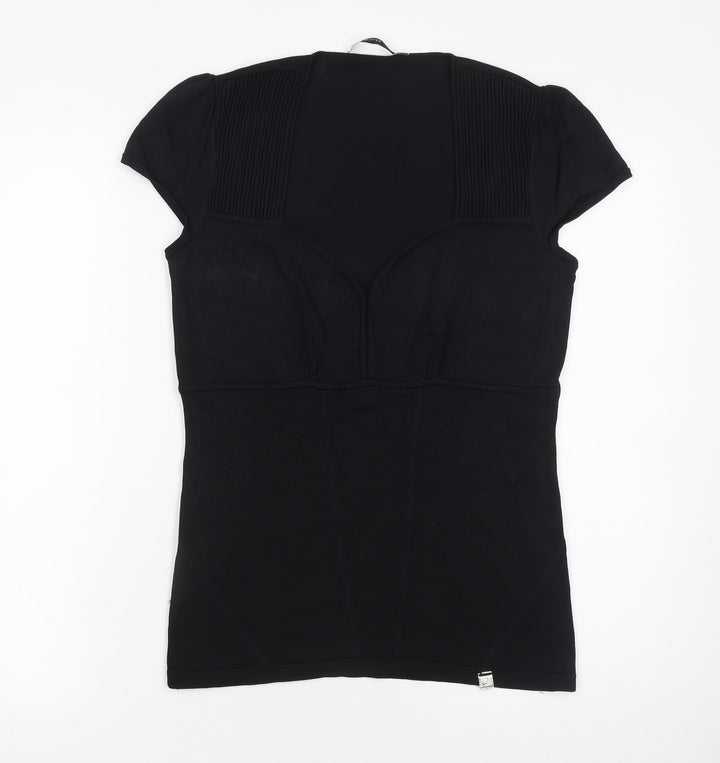 Karen Millen Women's Black Fitted Jersey Blouse Size 4
