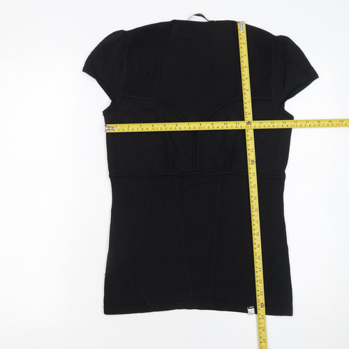 Karen Millen Women's Black Fitted Jersey Blouse Size 4