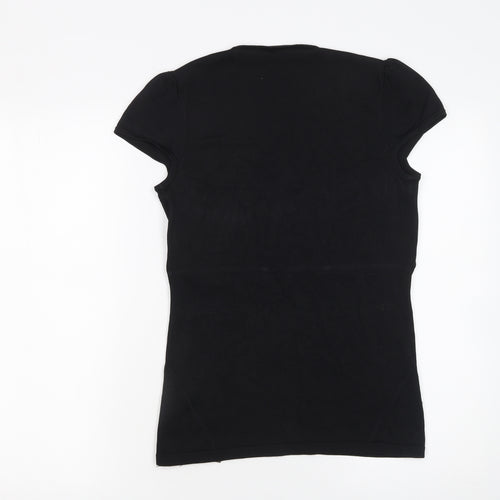 Karen Millen Women's Black Fitted Jersey Blouse Size 4