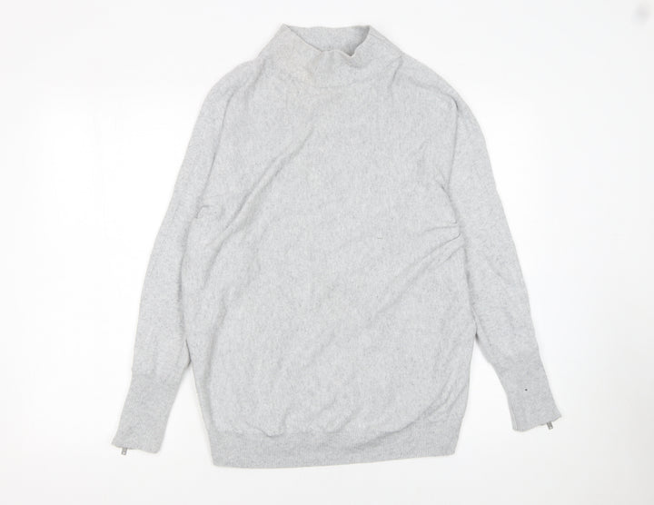 Mint Velvet Women's Grey Mock Neck Long Sleeve Jumper Size S