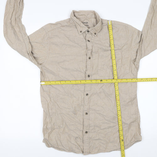 Jack & Jones Essentials Men's Beige Cotton Flannel Button-Up Shirt M