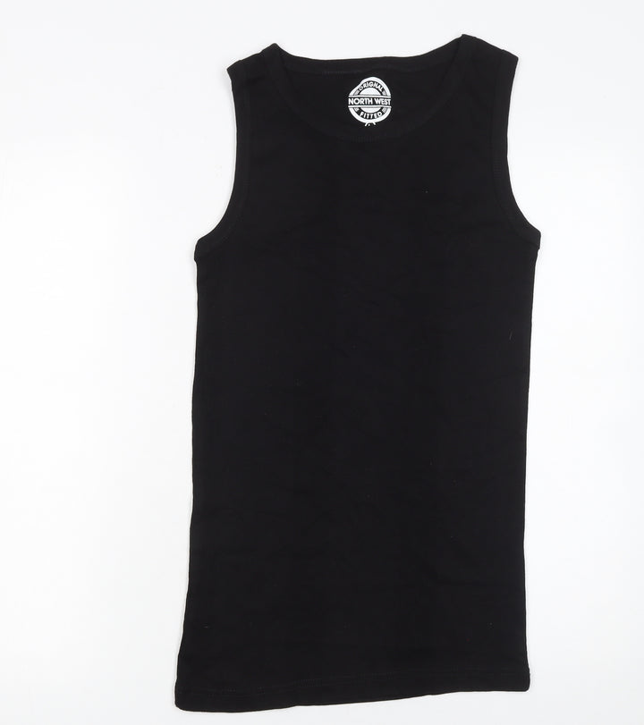 North West Womens Black Basic Cotton Fitted Tank Top L