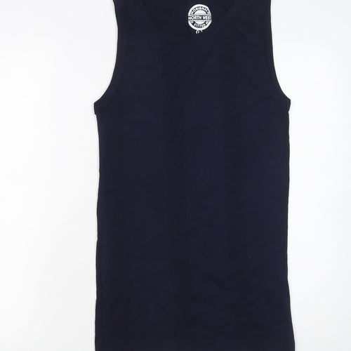 North West Women’s Blue Cotton Fitted Sleeveless Tank Top Size L