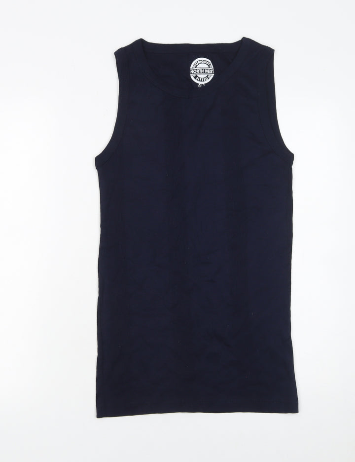 North West Women’s Blue Cotton Fitted Sleeveless Tank Top Size L