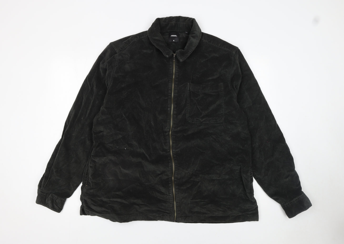 Burton Menswear Black XL Cotton Corduroy Zip Jacket for Men