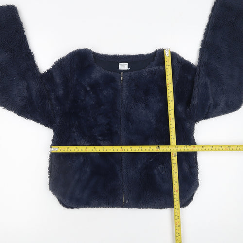 Polarn O. Pyret Girls Blue Faux Fur Zip Jacket 10-12 Years Lined Winter Coat