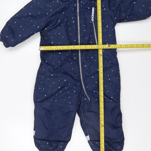 H&M Blue Star Print Waterproof Hooded Snowsuit 12-18 Months Unisex Winter