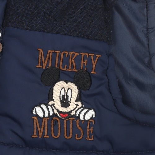 Disney Boys Blue Mickey Mouse Hooded Puffer Waistcoat 12-18 Months