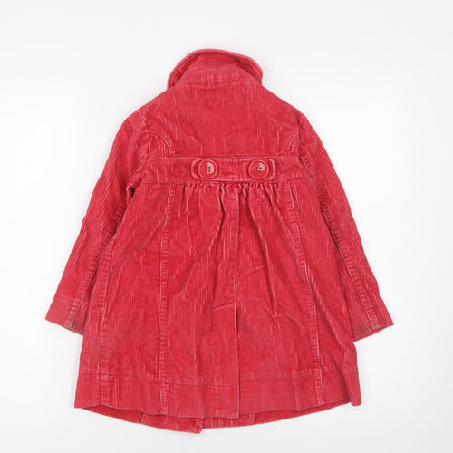 Mini Boden Girls Red Corduroy Button Coat 3-4 Years Lined Mid-Length