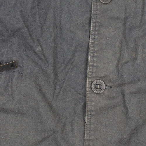 Superdry Men's Black Cotton Trench Coat Jacket S Military Style