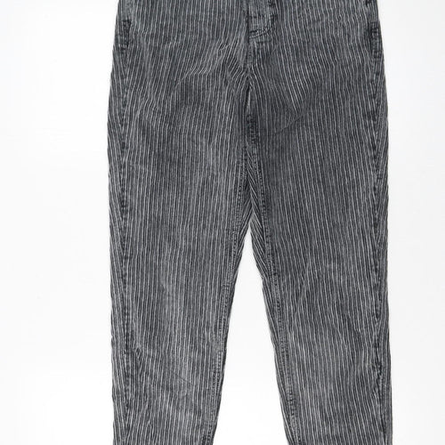 Topshop Womens Grey Striped Cotton Chino Trousers Size 8