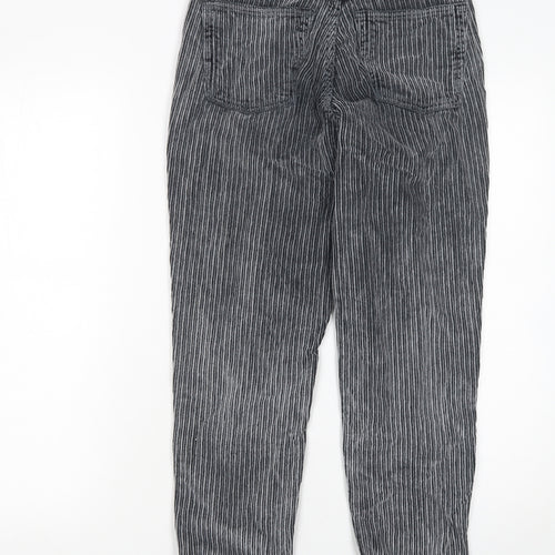 Topshop Womens Grey Striped Cotton Chino Trousers Size 8