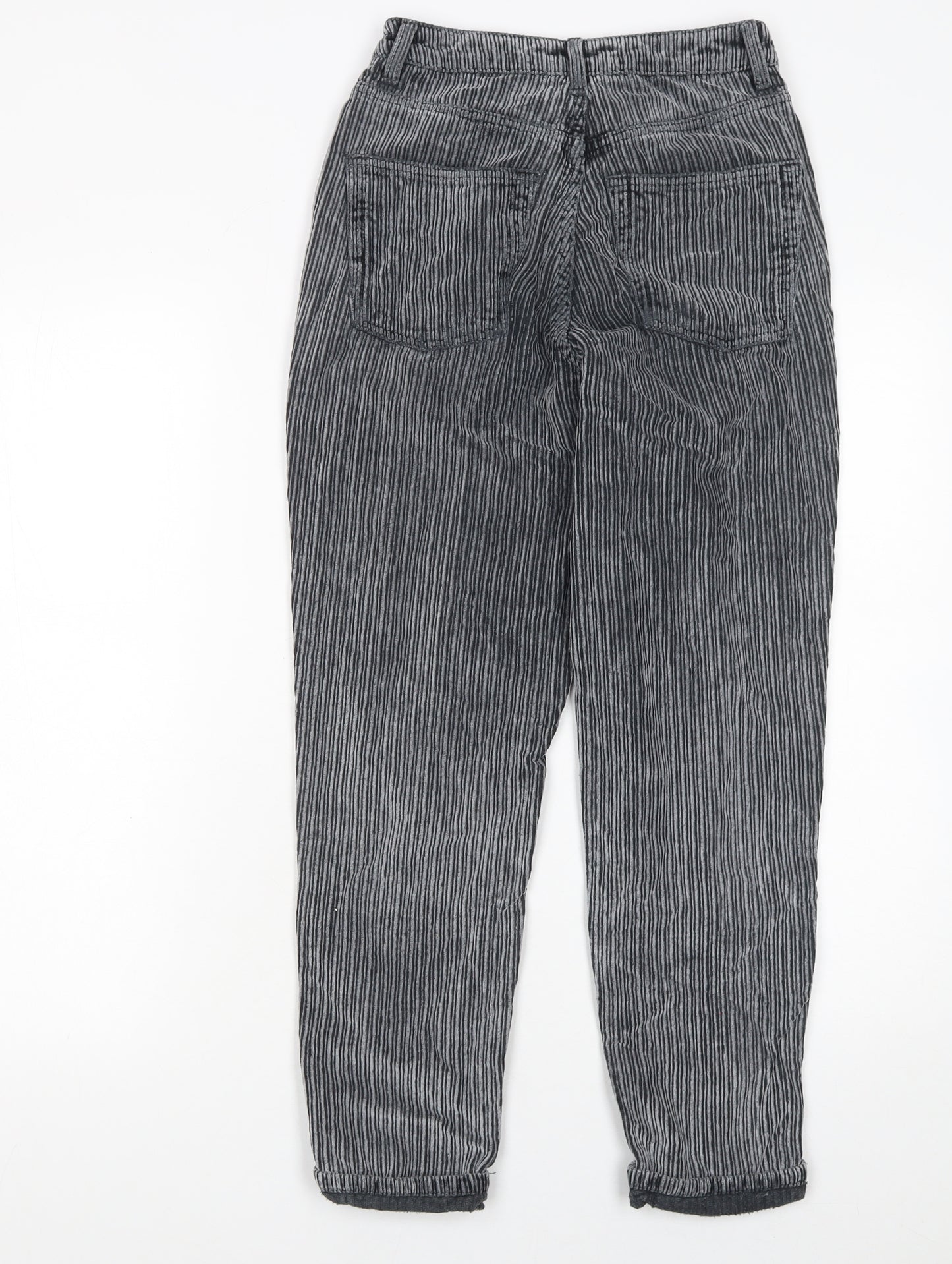 Topshop Womens Grey Striped Cotton Chino Trousers Size 8