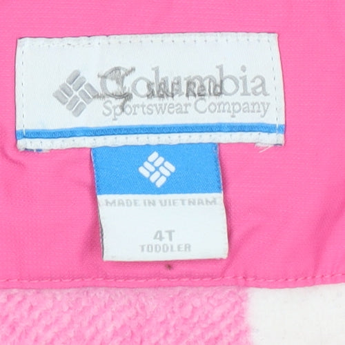 Columbia Girls Pink Hooded Puffer Jacket 4 Years Waterproof Winter Coat