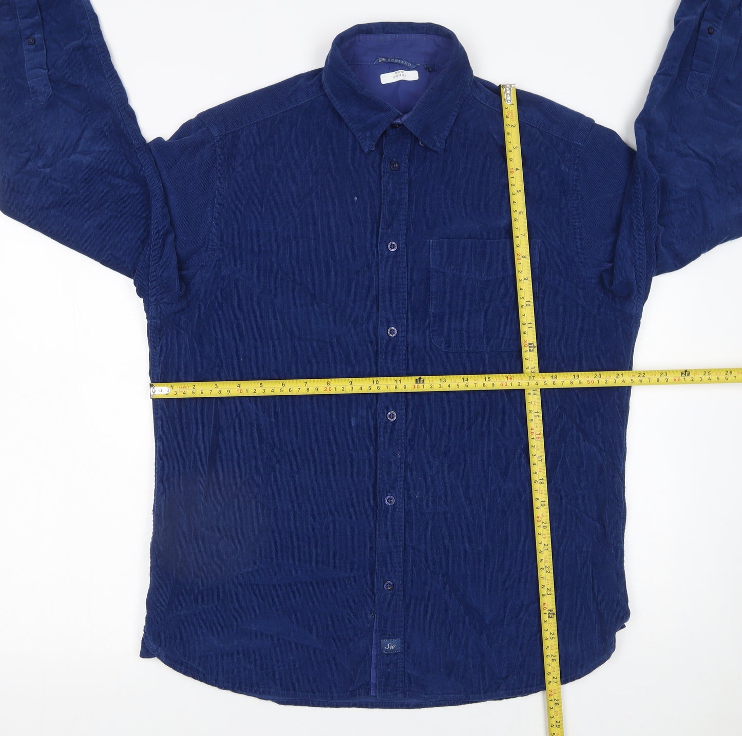 Samuel Windsor Men Blue Corduroy Long Sleeve Button-Up Shirt Size M