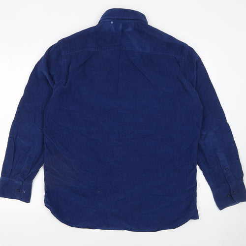 Samuel Windsor Men Blue Corduroy Long Sleeve Button-Up Shirt Size M